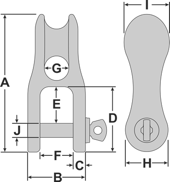 Tylaska H12 2:1 Split Halyard Shackle (with Sheave)