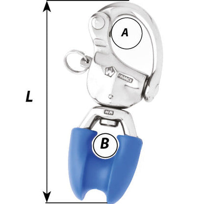 Wichard HR Snap Shackle, with Thimble Eye - Length: 4-5/16" (110 mm)