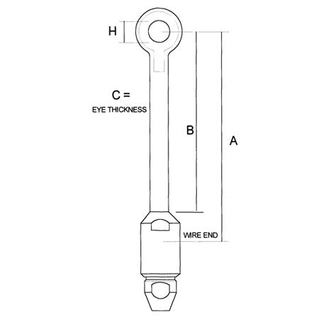 Sta-Lok Long Eye for 9/32" & 7mm Wire, 1/2" Pin - SLEYL0916