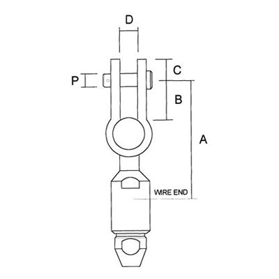 Sta-Lok Toggle Fork for 3/16" wire x 3/8" Pin - SLTF0612