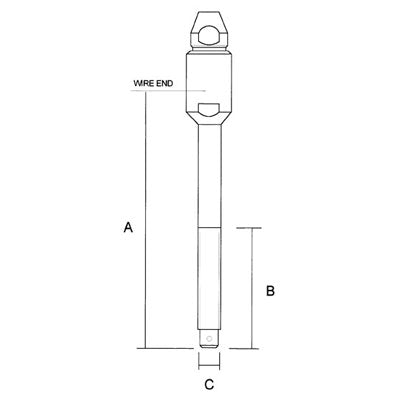 Sta-Lok Long Stud for 7/32" Wire, 7/16 Thread - SLSTL0714