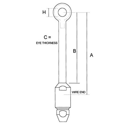 Sta-Lok Long Eye for 5mm Wire, 3/8" Pin - SLEYLM0512